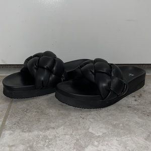 H&M black braided slides size 40